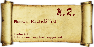 Mencz Richárd névjegykártya